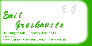 emil greskovits business card